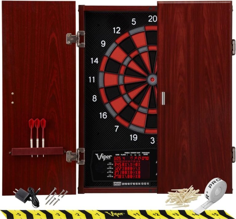 Viper by GLD Products Neptune Electronic Dartboard Cabinet Combo Pro Size Over 55 Games Large Auto-Scoring LCD Cricket Display Extended Dart Catch Area 16...