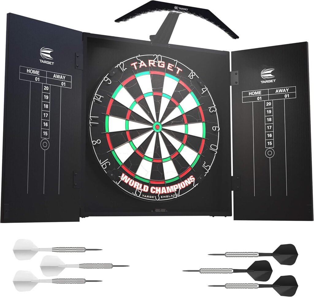 Target Darts Arc Dartboard Lighting System Home Cabinet Set
