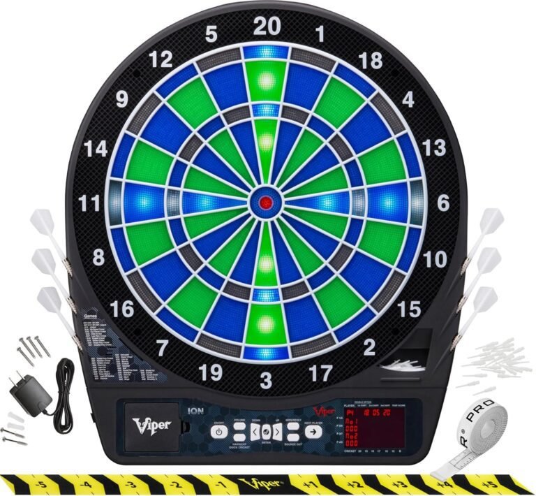 Viper Ion Electronic Dartboard, Illuminated Segments, Light Based Games, Green and Blue Segment Colors,