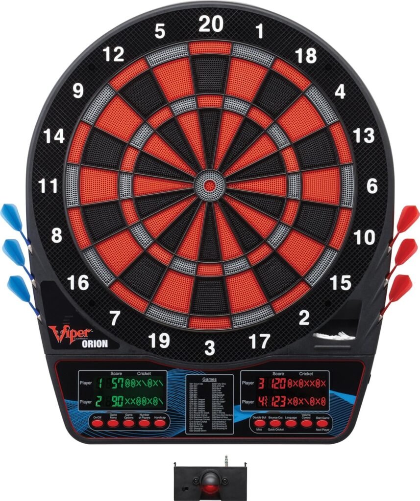 Viper Orion Electronic Soft Tip Dartboard with LaserLite Laser Throw/Toe Line Marker, red and black